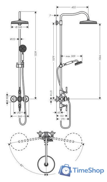 Душевая система  Axor Montreux 16572000 - Изображение №2 — Интернет-магазин Time-Shop
