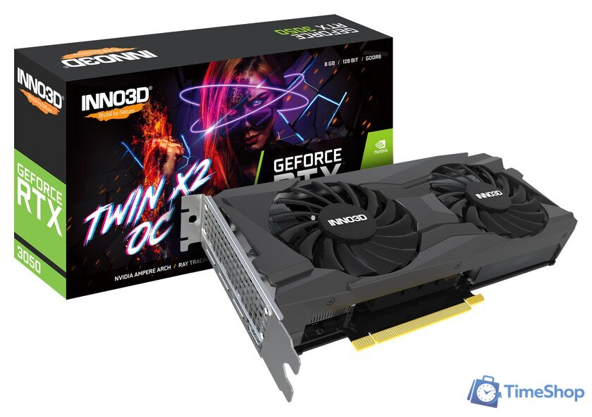 Видеокарта Inno3D GeForce RTX 3050 Twin X2 OC N30502-08D6X-11902130 - Изображение №1 — Интернет-магазин Time-Shop