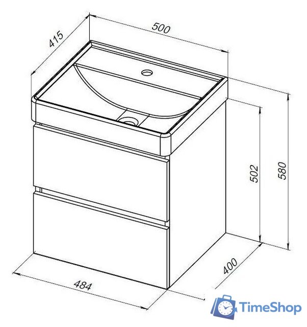  Aquanet Тумба под умывальник Вега 50 308332 - Изображение №17 — Интернет-магазин Time-Shop