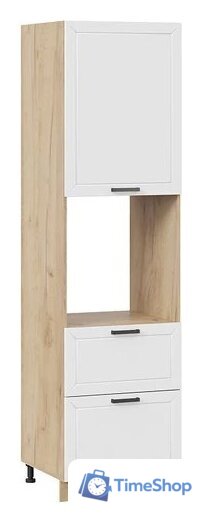 Шкаф напольный Трия Лорас 1П6Я2 с одной дверью и двумя ящиками (дуб крафт золотой/холст белый) - Изображение №1 — Интернет-магазин Time-Shop