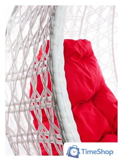 Подвесное кресло M-Group Для двоих Люкс 11510106 (белый ротанг/красная подушка) - Изображение №2 — Интернет-магазин Time-Shop