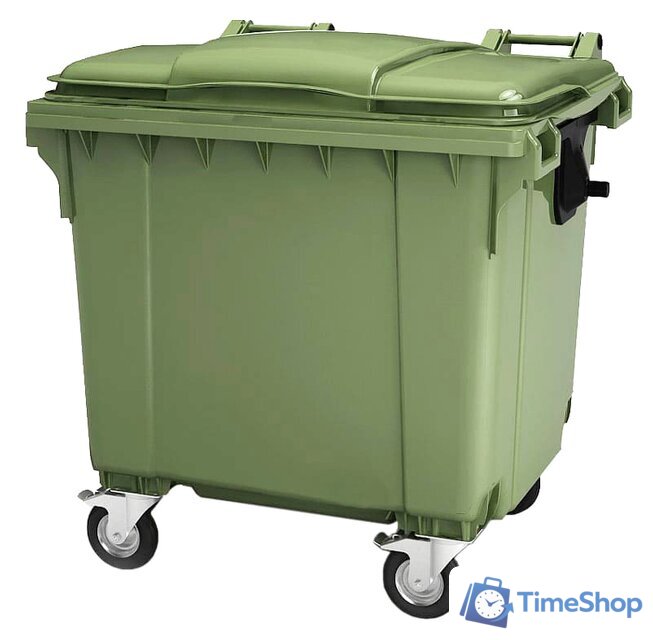 Контейнер для мусора Эдванс 1100 л, с крышкой (пластик, зеленый) - Изображение №1 — Интернет-магазин Time-Shop