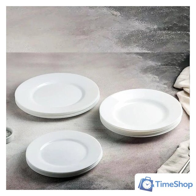 Набор тарелок Luminarc Plumi V5586 (18шт, белый) - Изображение №5 — Интернет-магазин Time-Shop