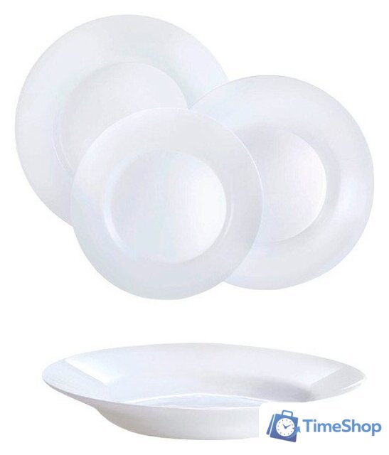 Набор тарелок Luminarc Plumi V5586 (18шт, белый) - Изображение №1 — Интернет-магазин Time-Shop