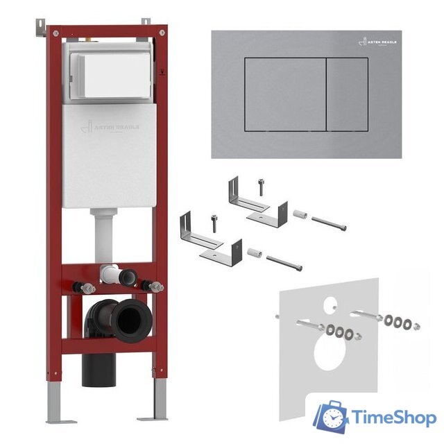 Инсталляция для унитаза Asten Readle Zentralmodul AR0501-0601M c кнопкой сатин (хром матовый) - Изображение №1 — Интернет-магазин Time-Shop