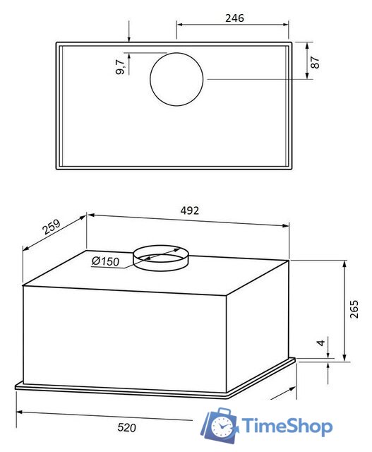 Кухонная вытяжка Krona Aspen 600 Black SGC КА-00009703 (черный) - Изображение №2 — Интернет-магазин Time-Shop
