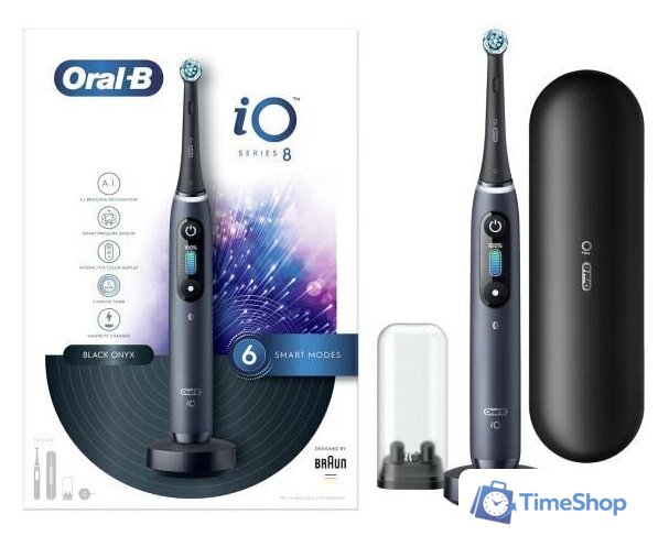 Электрическая зубная щетка Oral-B iO 8n (черный, 1 насадка) - Изображение №5 — Интернет-магазин Time-Shop