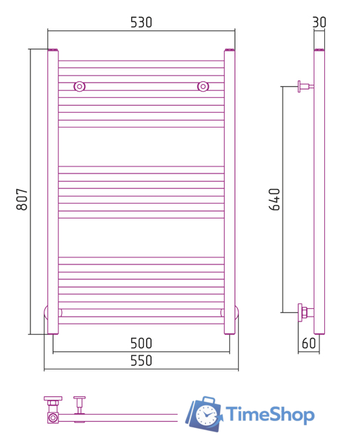Полотенцесушитель Сунержа Модус 800x500 00-0250-8050 - Изображение №2 — Интернет-магазин Time-Shop