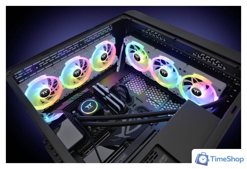 Комплект вентиляторов для корпуса с контроллером Thermaltake SWAFAN EX14 RGB White TT Premium Edition CL-F162-PL14SW-A - Изображение №7 — Интернет-магазин Time-Shop