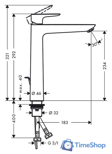 Смеситель Hansgrohe Talis E 71716670 (черный матовый) - Изображение №4 — Интернет-магазин Time-Shop