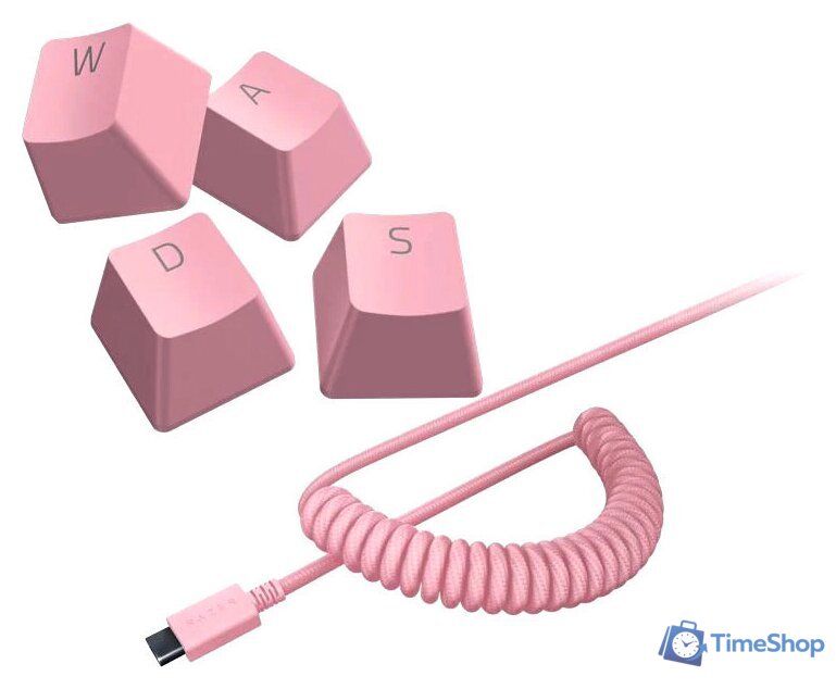 Набор аксессуаров Razer PBT Keycap + Coiled Cable Upgrade Set Quartz Pink - Изображение №1 — Интернет-магазин Time-Shop
