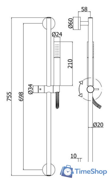 Душевой гарнитур  Paffoni Life ZSAL135NO - Изображение №2 — Интернет-магазин Time-Shop