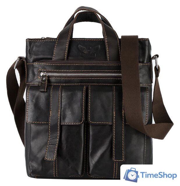 Мужская сумка Poshete 196-3750-26-DBW (коричневый) - Изображение №1 — Интернет-магазин Time-Shop