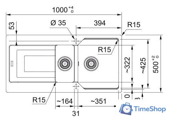 Кухонная мойка Franke Urban UBG 651-100 114.0697.747 (матовый черный) - Изображение №3 — Интернет-магазин Time-Shop