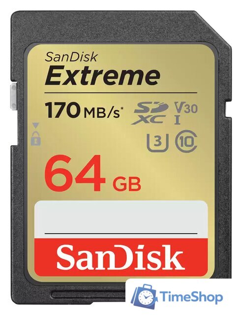 Карта памяти SanDisk Extreme SDXC SDSDXV2-064G-GNCIN 64GB - Изображение №1 — Интернет-магазин Time-Shop