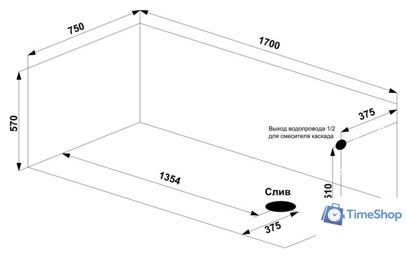Ванна BAS Орион-Pro 170x75 (с каркасом) - Изображение №3 — Интернет-магазин Time-Shop