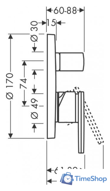 Смеситель без скрытого механизма Axor Citterio 39455000 - Изображение №2 — Интернет-магазин Time-Shop
