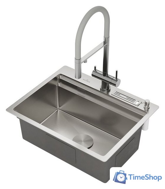 Кухонная мойка Roxen Stage 560250-60 сатин (c держателем для ножей, двумя коландерами, разделочной доской и дозатором) - Изображение №4 — Интернет-магазин Time-Shop