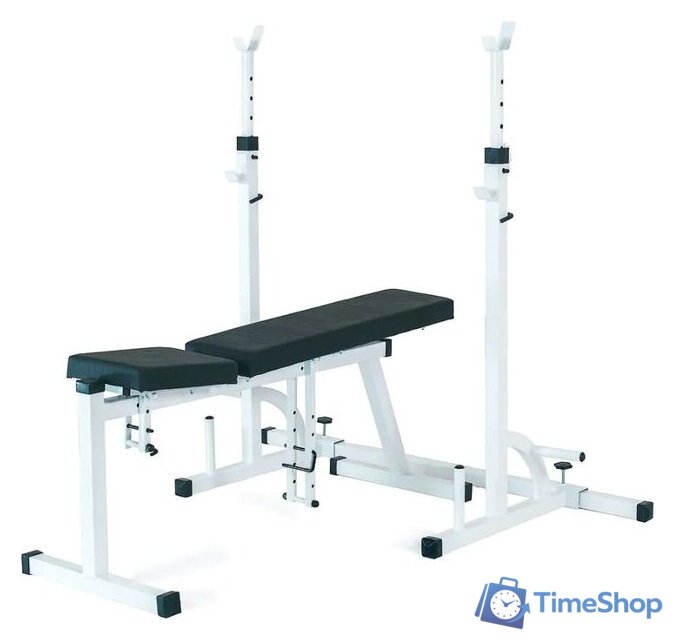 Силовая скамья Пионер со стойками под штангу (белый) - Изображение №1 — Интернет-магазин Time-Shop