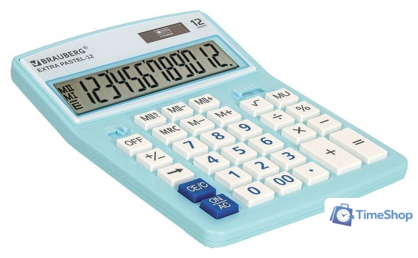 Бухгалтерский калькулятор BRAUBERG Extra Pastel-12-LB 250486 (голубой) - Изображение №4 — Интернет-магазин Time-Shop