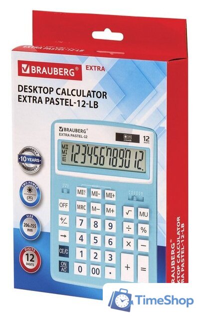 Бухгалтерский калькулятор BRAUBERG Extra Pastel-12-LB 250486 (голубой) - Изображение №11 — Интернет-магазин Time-Shop