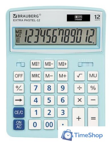 Бухгалтерский калькулятор BRAUBERG Extra Pastel-12-LB 250486 (голубой) - Изображение №1 — Интернет-магазин Time-Shop