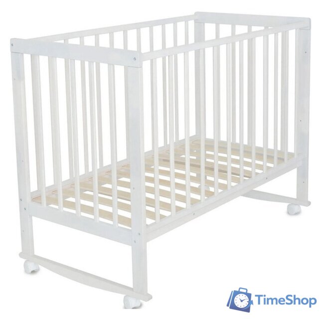 Классическая детская кроватка Pituso Tip-Top (колесо-качалка, белый) - Изображение №1 — Интернет-магазин Time-Shop