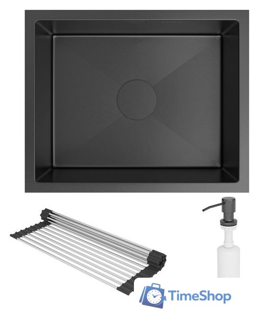 Кухонная мойка Roxen Uno 560210-54B под столешницу графит (ролл-мат, дозатор, сифон) - Изображение №7 — Интернет-магазин Time-Shop
