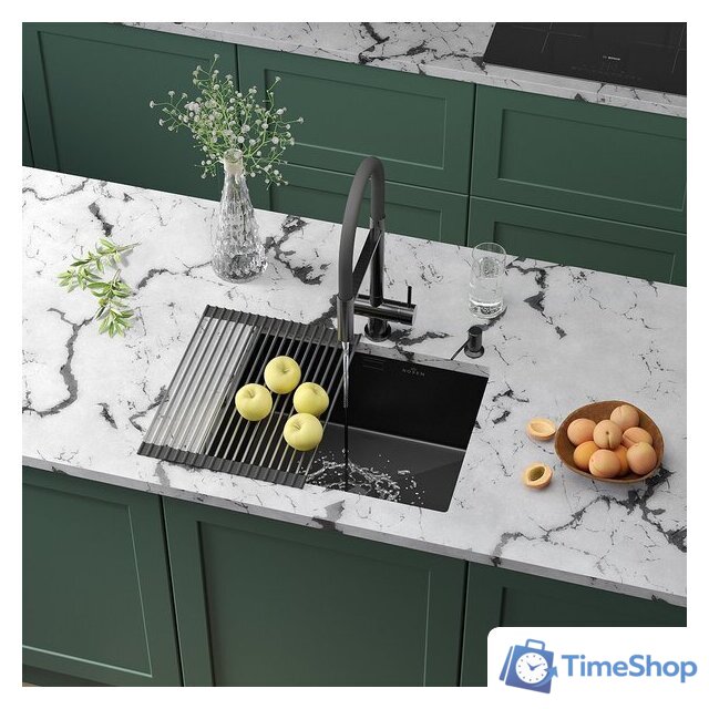 Кухонная мойка Roxen Uno 560210-54B под столешницу графит (ролл-мат, дозатор, сифон) - Изображение №1 — Интернет-магазин Time-Shop