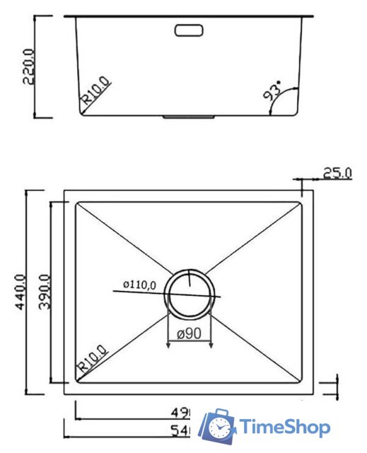 Кухонная мойка Roxen Uno 560210-54B под столешницу графит (ролл-мат, дозатор, сифон) - Изображение №11 — Интернет-магазин Time-Shop
