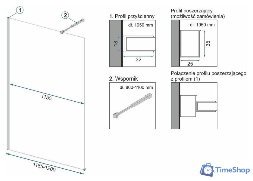 Душевая стенка Rea Aero 120 (черный/прозрачное стекло) - Изображение №4 — Интернет-магазин Time-Shop