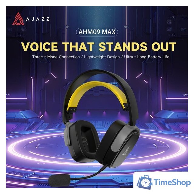 Наушники Ajazz AHM09 Max (черный) - Изображение №6 — Интернет-магазин Time-Shop