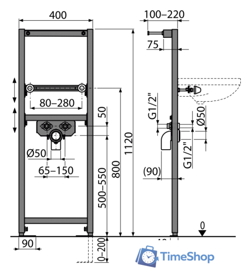 Инсталляция для раковины Alcaplast A104/1120 - Изображение №2 — Интернет-магазин Time-Shop