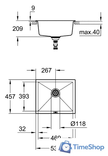 Кухонная мойка Grohe K700U 60-C 53.3/45.7 1.0 31654AP0 (черный гранит) - Изображение №2 — Интернет-магазин Time-Shop