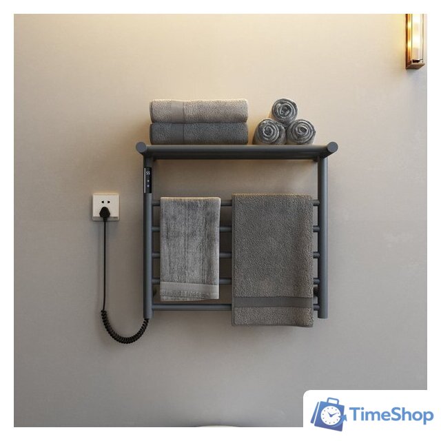 Полотенцесушитель Maxonor PL-TRE03-55-5-3 с полкой (серый, подключение слева) - Изображение №2 — Интернет-магазин Time-Shop