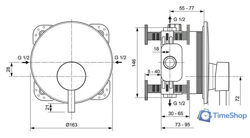Смеситель Ideal Standard Cerafine A7388AA + A1000NU - Изображение №5 — Интернет-магазин Time-Shop