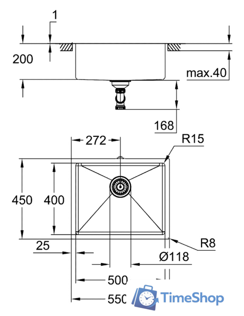 Кухонная мойка Grohe K700U 60-S 54,4/44,4 1.0 31574SD1 - Изображение №3 — Интернет-магазин Time-Shop
