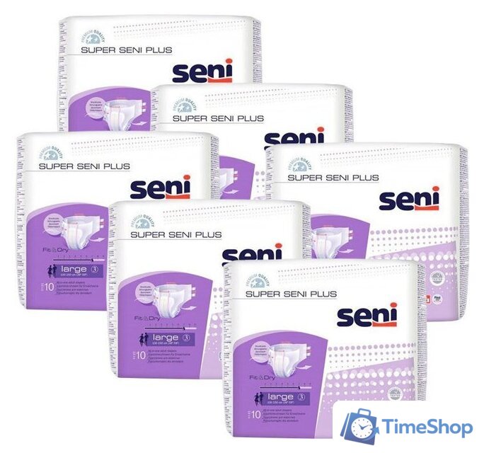 Подгузники для взрослых Seni Super Plus Extra Large (6x10шт) - Изображение №1 — Интернет-магазин Time-Shop