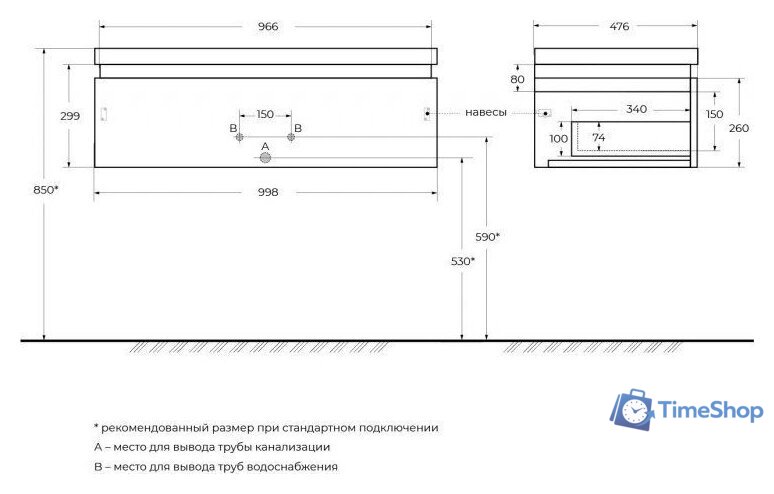  Cezares Тумба под умывальник SLIDER-1000-1C-SO-NF-P - Изображение №5 — Интернет-магазин Time-Shop