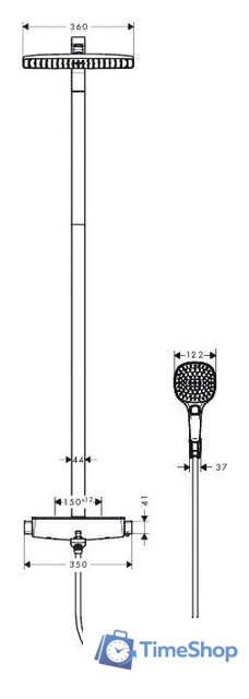 Душевая система  Hansgrohe Raindance Select E 360 Showerpipe (27113400) - Изображение №3 — Интернет-магазин Time-Shop