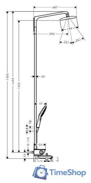 Душевая система  Hansgrohe Raindance Select E 360 Showerpipe (27113400) - Изображение №2 — Интернет-магазин Time-Shop
