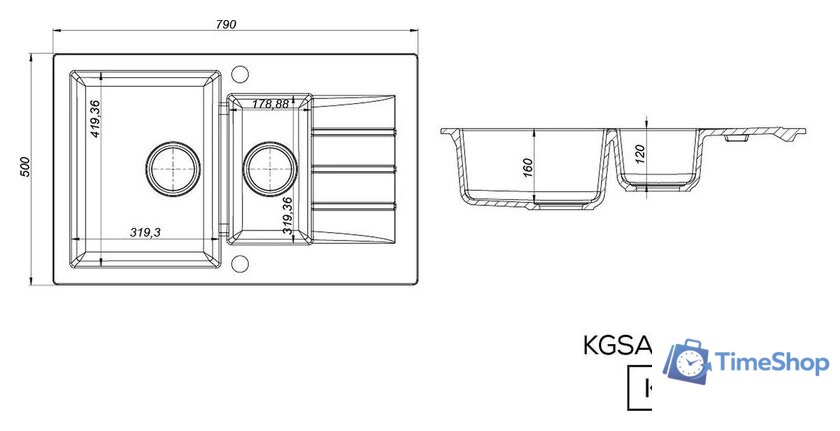 Кухонная мойка Kernau KGS A 6079 1.5B1D Graphite - Изображение №7 — Интернет-магазин Time-Shop