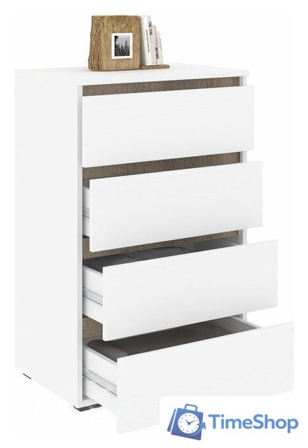 Комод Кортекс-мебель Бари 60 4ш (белый/белый/дуб сонома) - Изображение №2 — Интернет-магазин Time-Shop