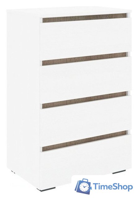 Комод Кортекс-мебель Бари 60 4ш (белый/белый/дуб сонома) - Изображение №1 — Интернет-магазин Time-Shop