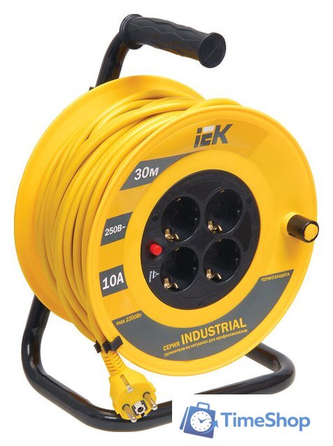 Удлинитель на катушке IEK УК30 WKP14-10-04-30 (30 м, желтый) - Изображение №1 — Интернет-магазин Time-Shop