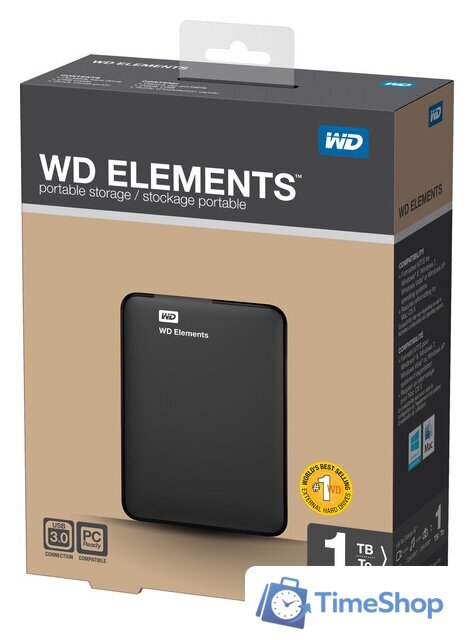 Внешний накопитель WD Elements Portable 1TB (WDBUZG0010BBK) - Изображение №8 — Интернет-магазин Time-Shop