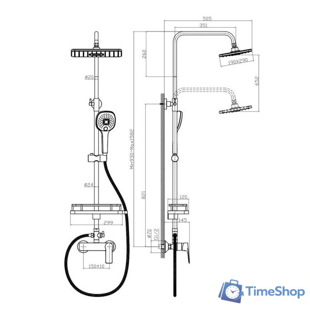 Душевая система  Rossinka Silvermix RS27-45 - Изображение №2 — Интернет-магазин Time-Shop