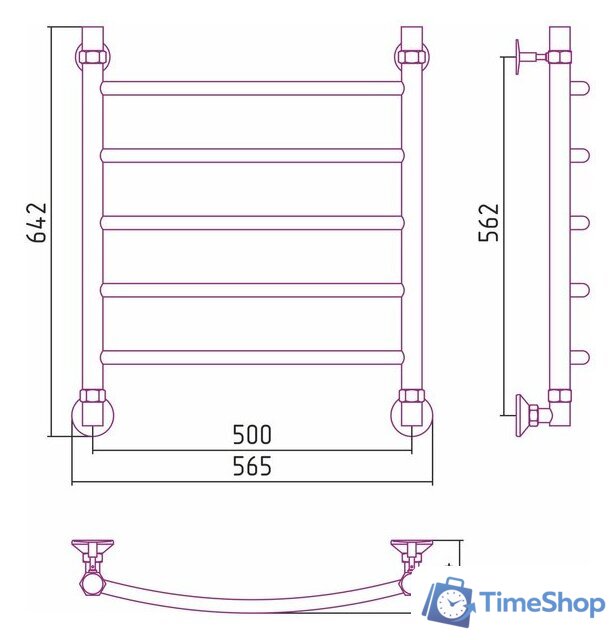 Полотенцесушитель Стилье Аксиома-20 600х500 00662-6050 - Изображение №3 — Интернет-магазин Time-Shop