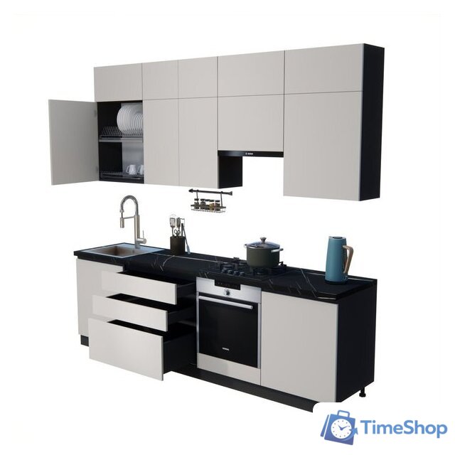 Готовая кухня ВерсоМебель Эко Премиум 2.6 (кашемир/ст. тунис) - Изображение №2 — Интернет-магазин Time-Shop