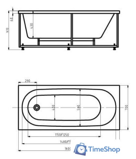 Ванна Aquatek Оберон 180x80 - Изображение №4 — Интернет-магазин Time-Shop